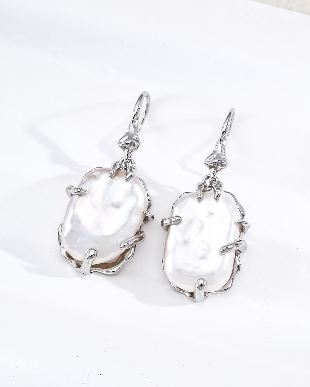Baroque Pearl & Lava Flow Earrings | 925 Sterling Silver