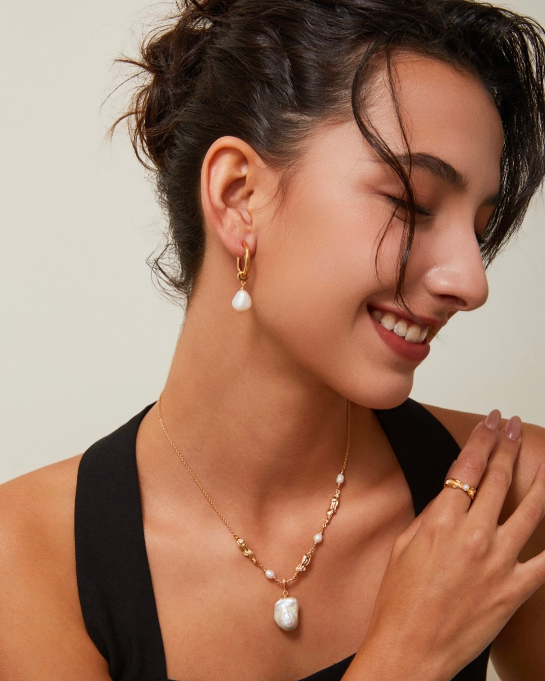 Baroque Pearl & Twisted Chain Necklace | 925 Sterling Silver