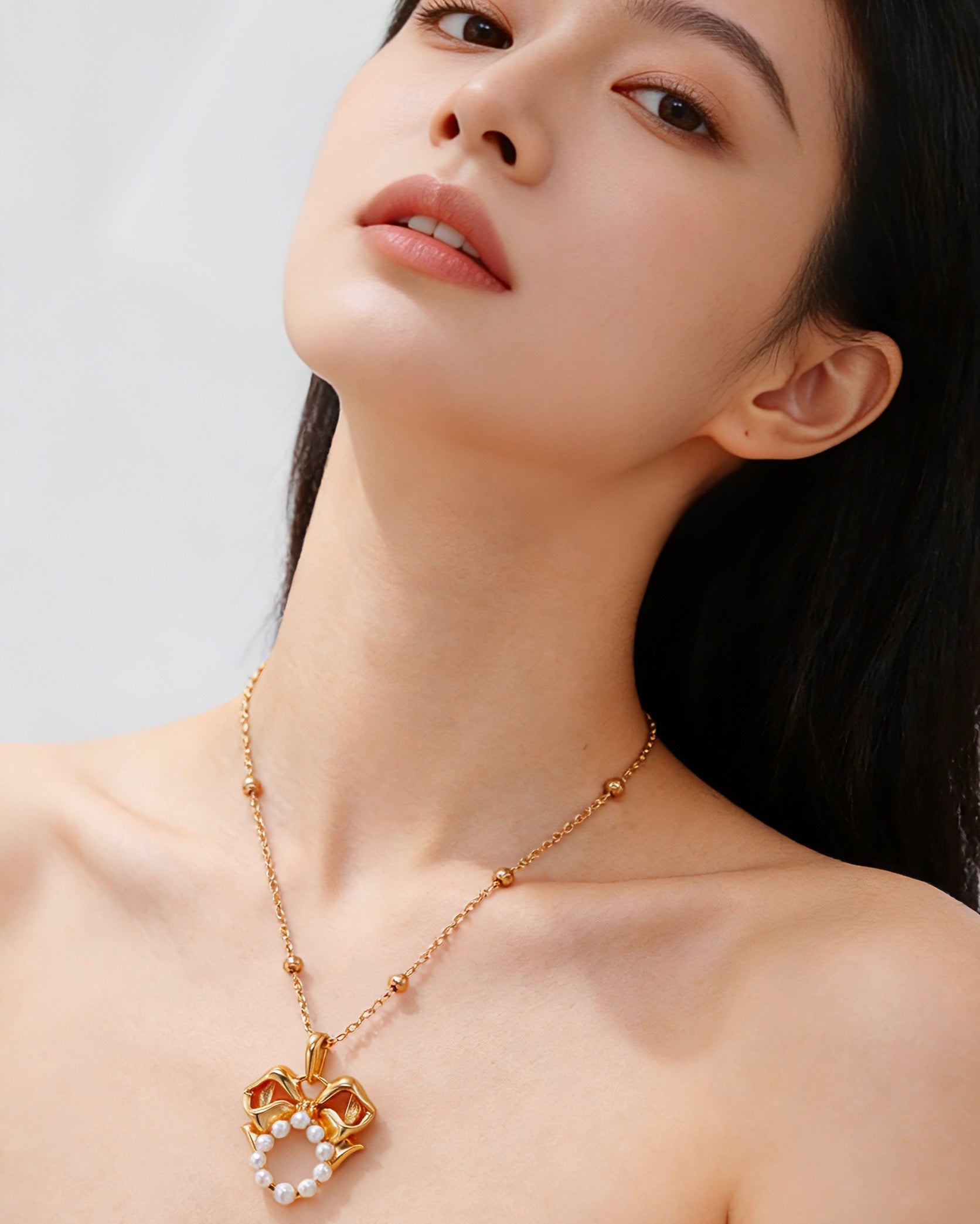 Ribbon Bow Pearl Necklace | 925 Sterling Silver
