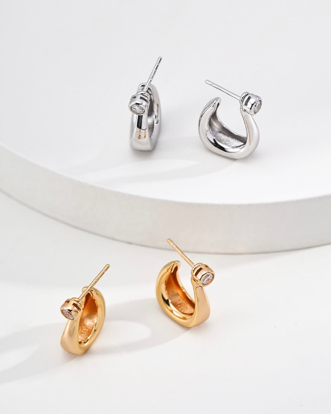 C‑Shaped Earrings | 925 Sterling Silver