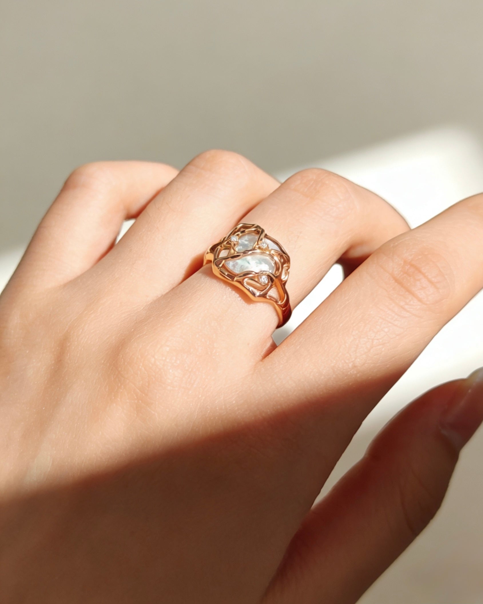 Freshwater Pearl Ring | 925 Sterling Silver with 18K Gold Plating