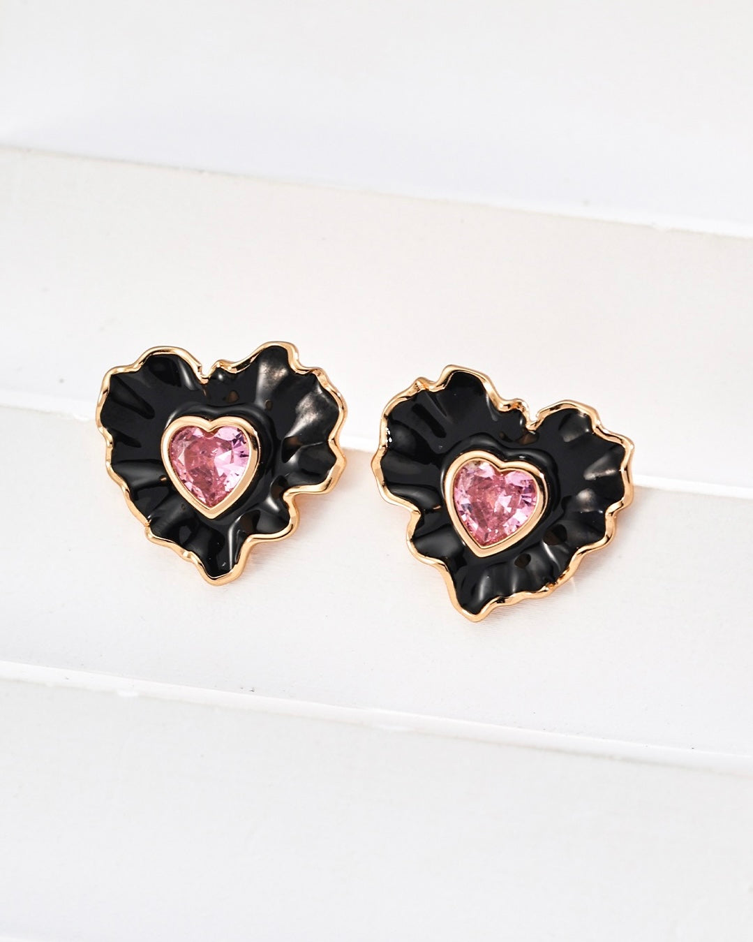 Red & Black Enamel Earrings | 925 Sterling Silver
