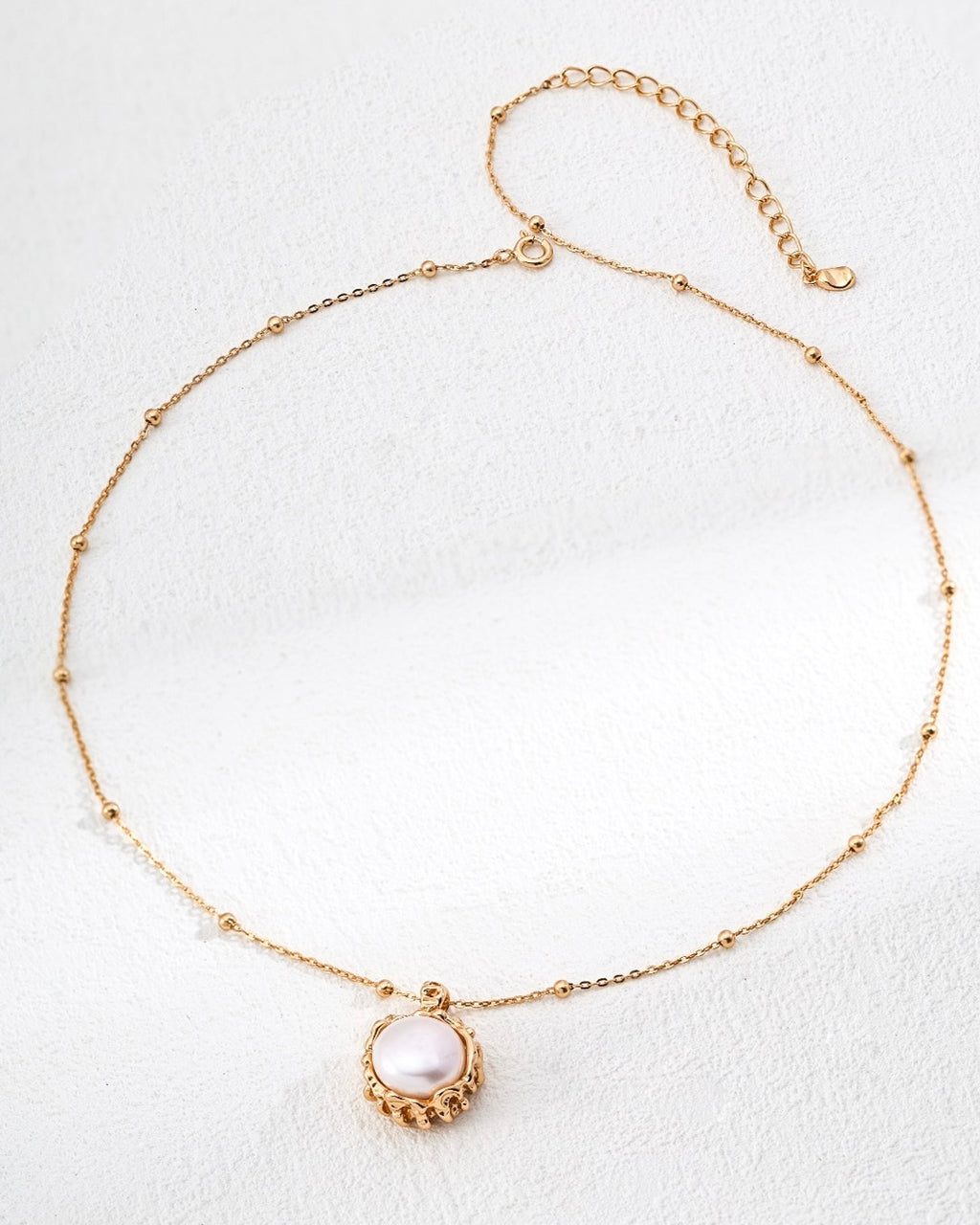 Woodgrain Pearl Pendant Necklace | 925 Sterling Silver