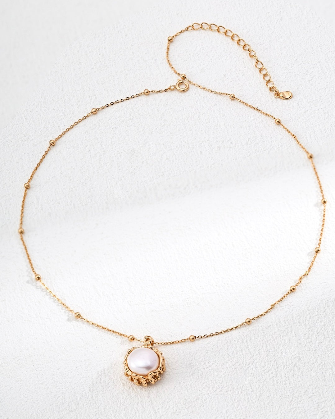 Woodgrain Pearl Pendant Necklace | 925 Sterling Silver