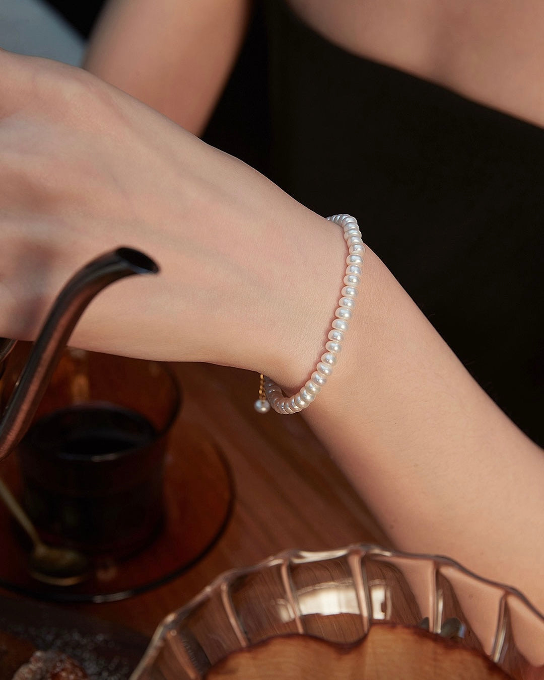 Pearl Bracelet | 925 Sterling Silver with Gold Finish