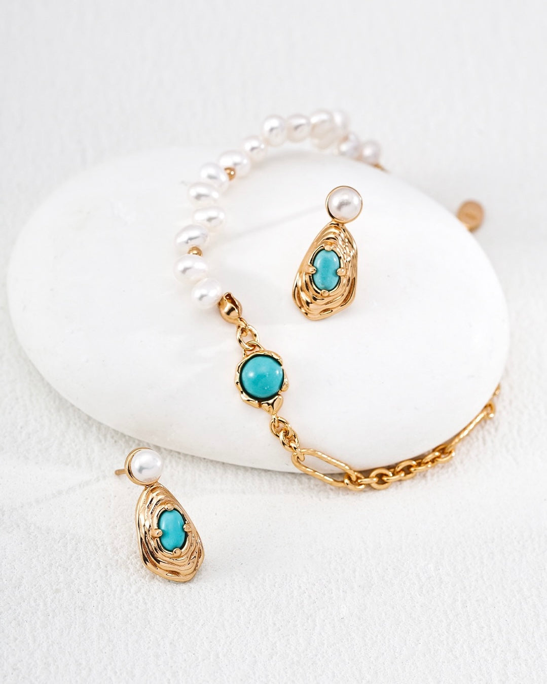 Vintage Turquoise & Pearl Bracelet | 925 Sterling Silver