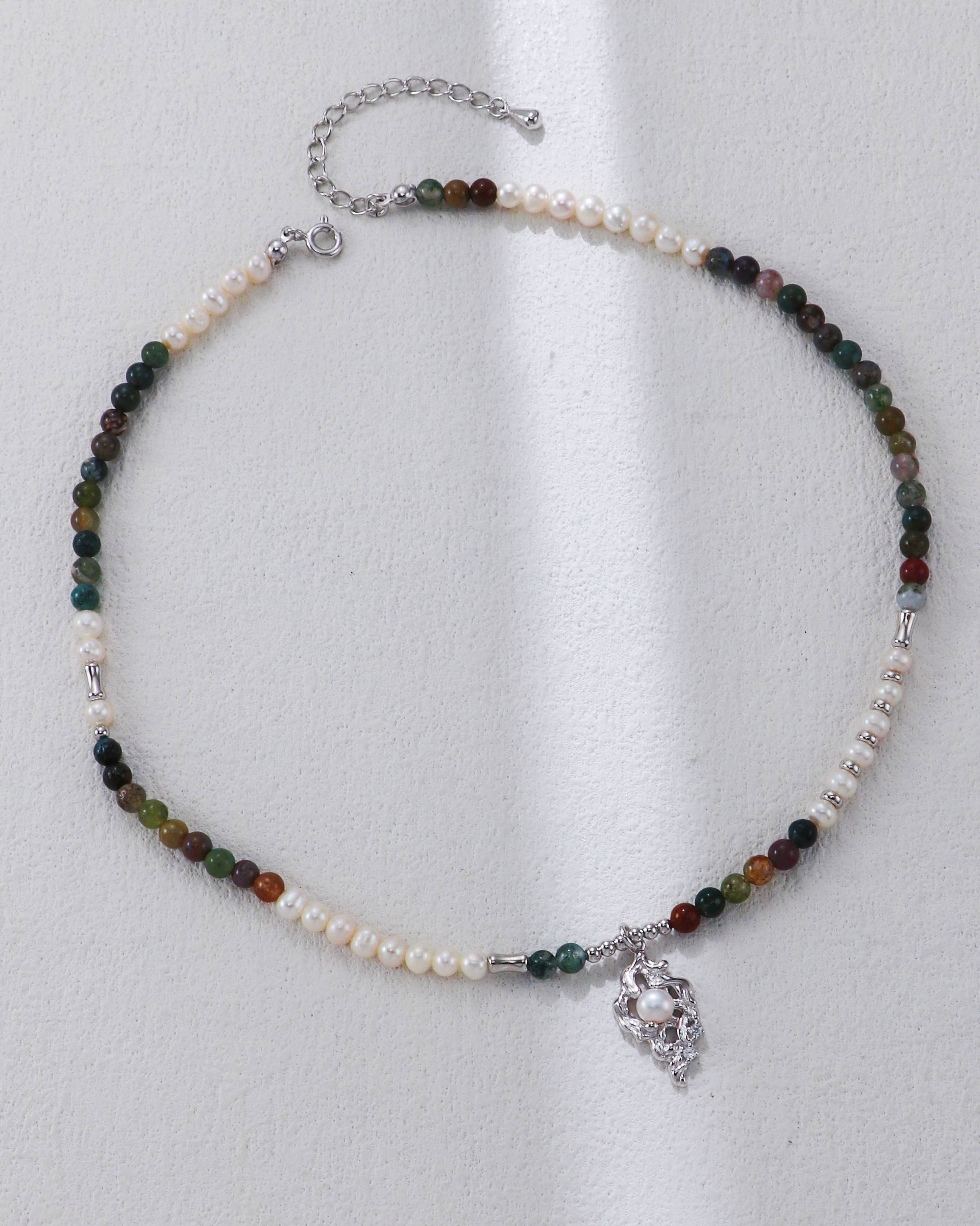 Rainbow Agate & Pearl Necklace | 925 Sterling Silver