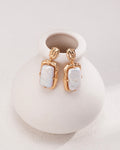 Rectangular Pearl Earrings | 925 Sterling Silver with 18K Gold Plating