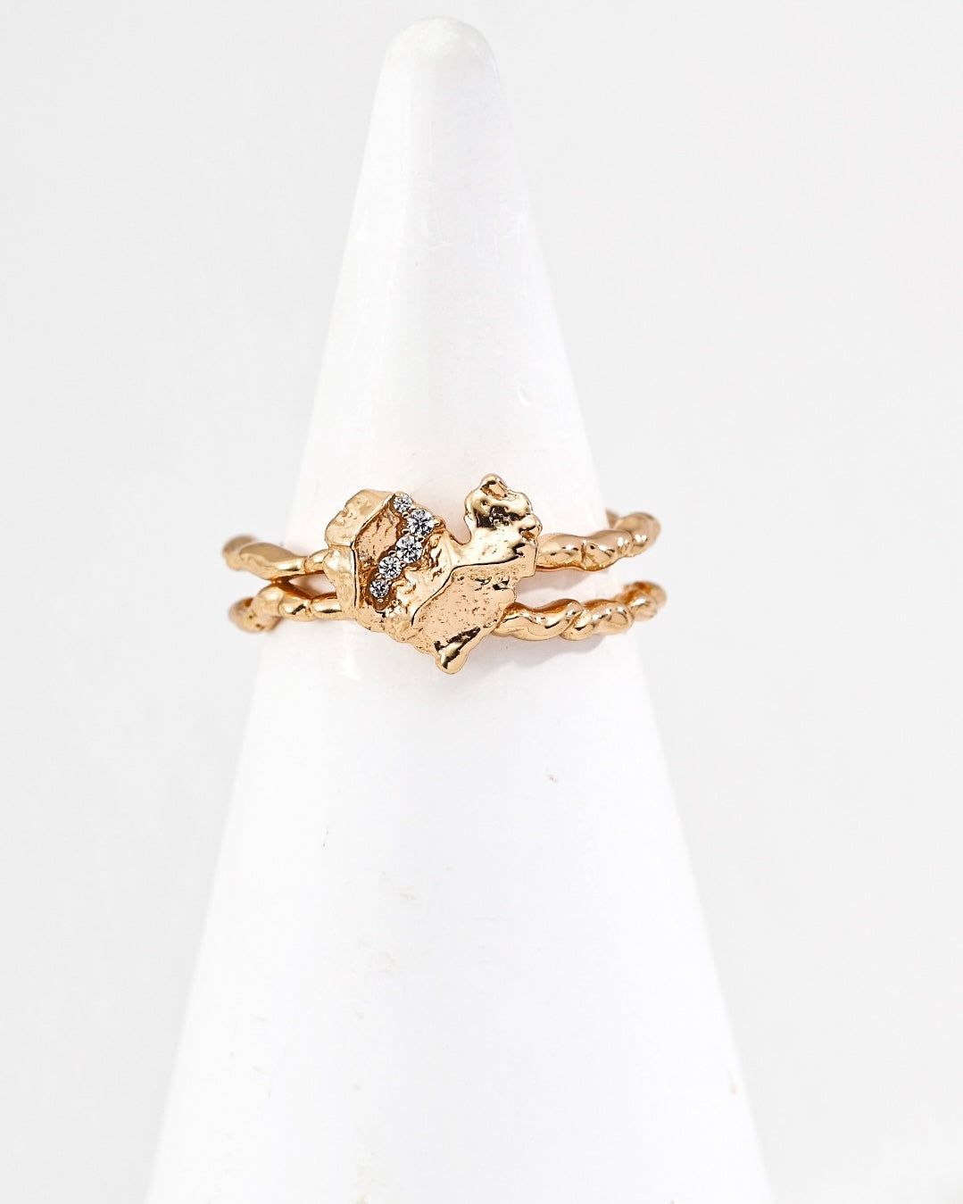 Heart Texture Ring | 925 Sterling Silver with Antique Gold Finish
