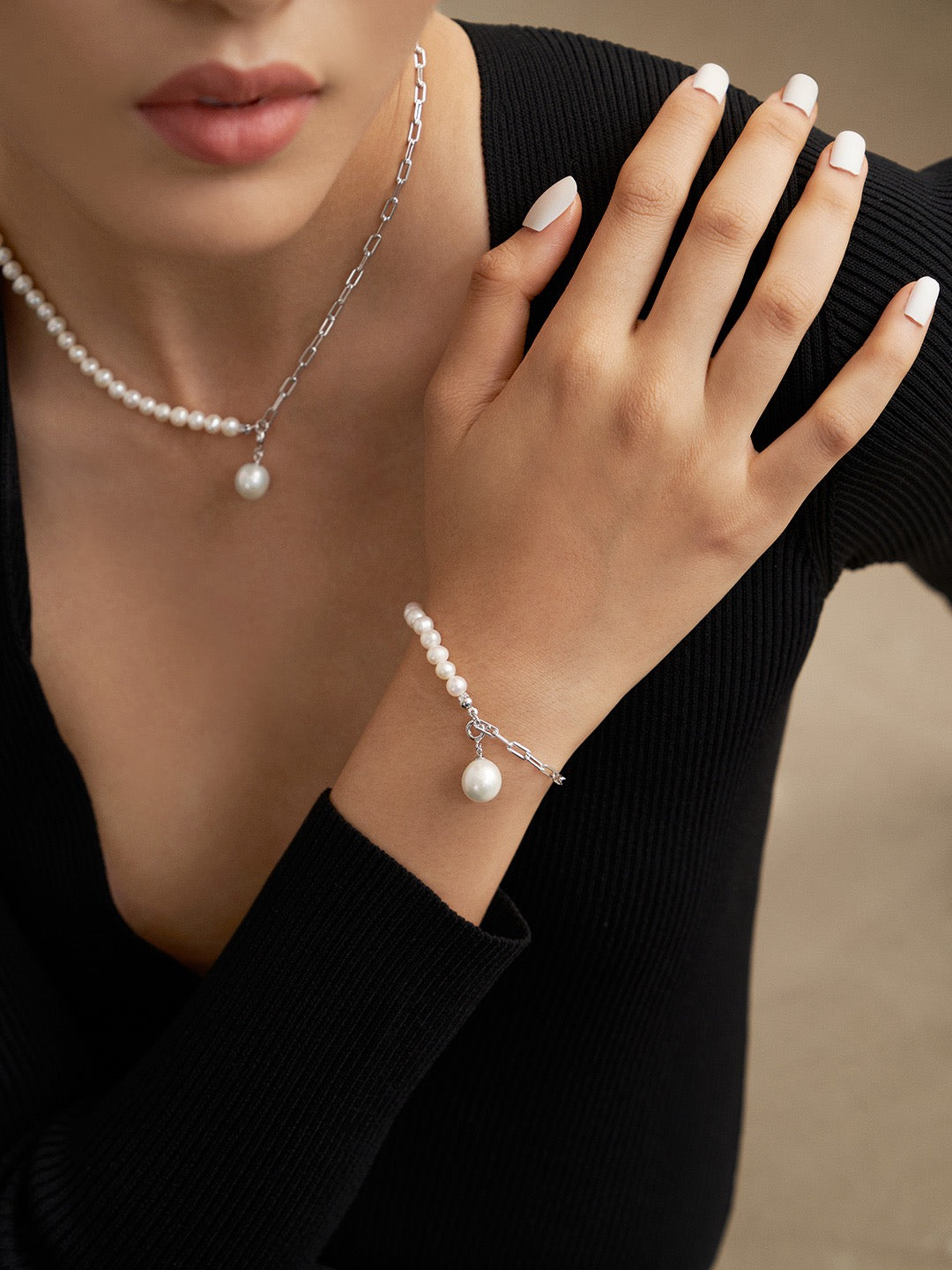 Baroque Pearl & Silver Chain Bracelet | 925 Sterling Silver
