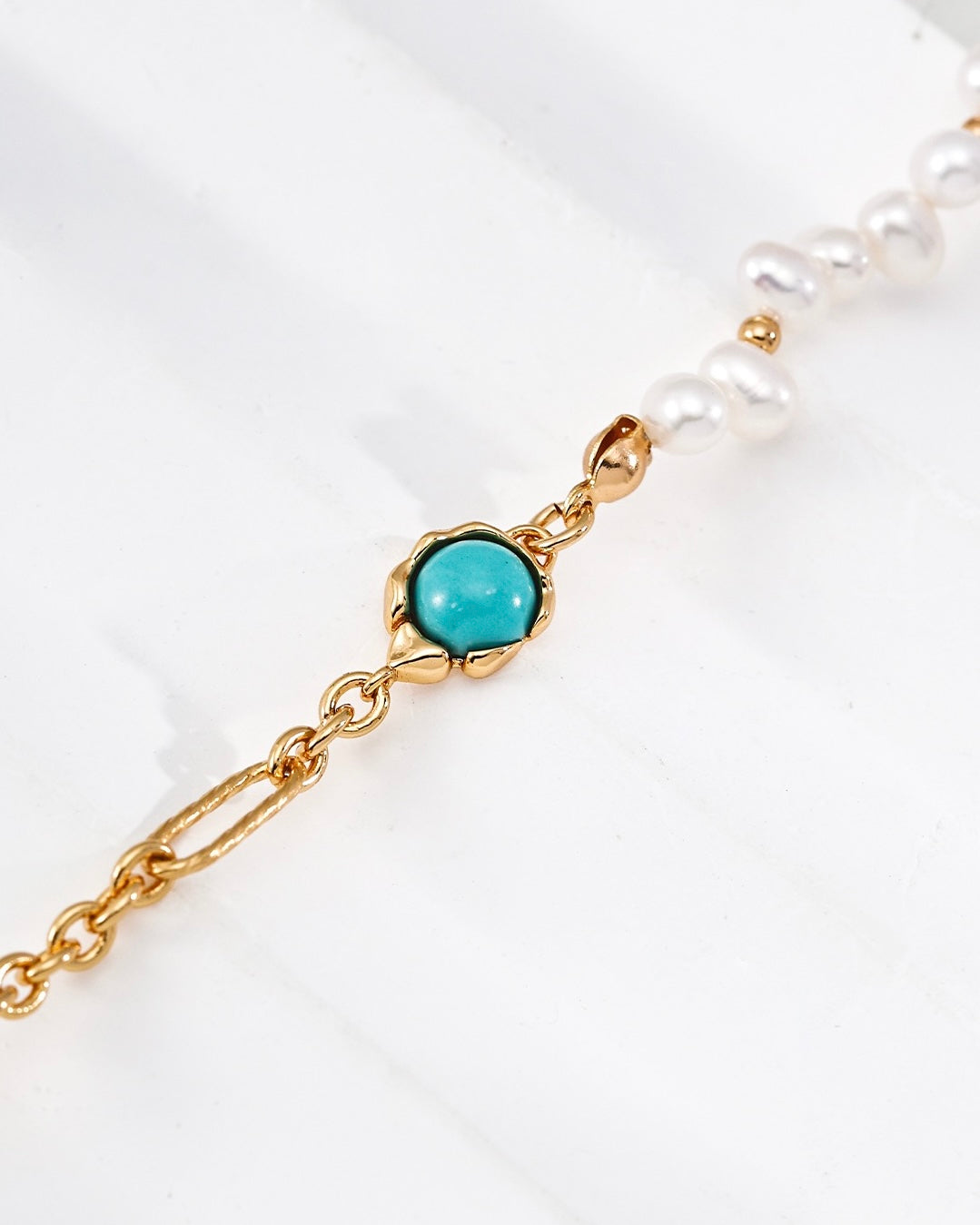 Vintage Turquoise & Pearl Bracelet | 925 Sterling Silver