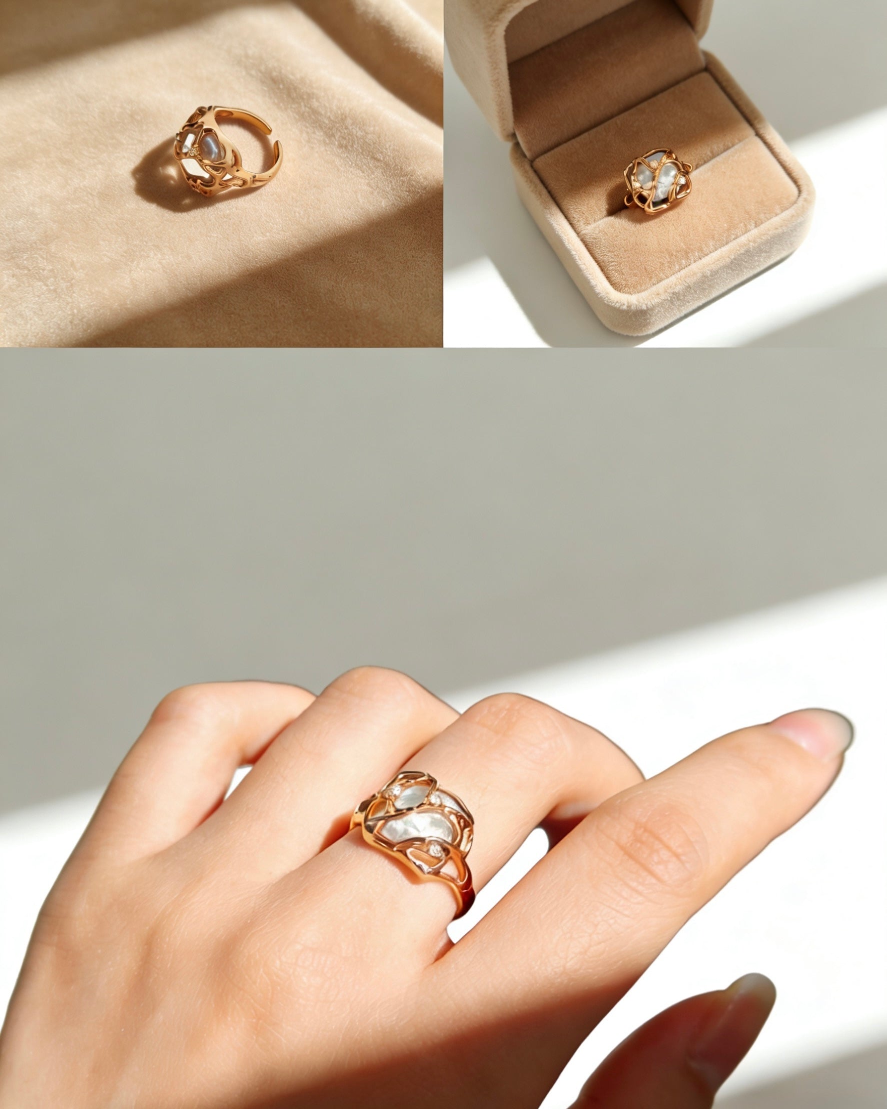 Freshwater Pearl Ring | 925 Sterling Silver with 18K Gold Plating