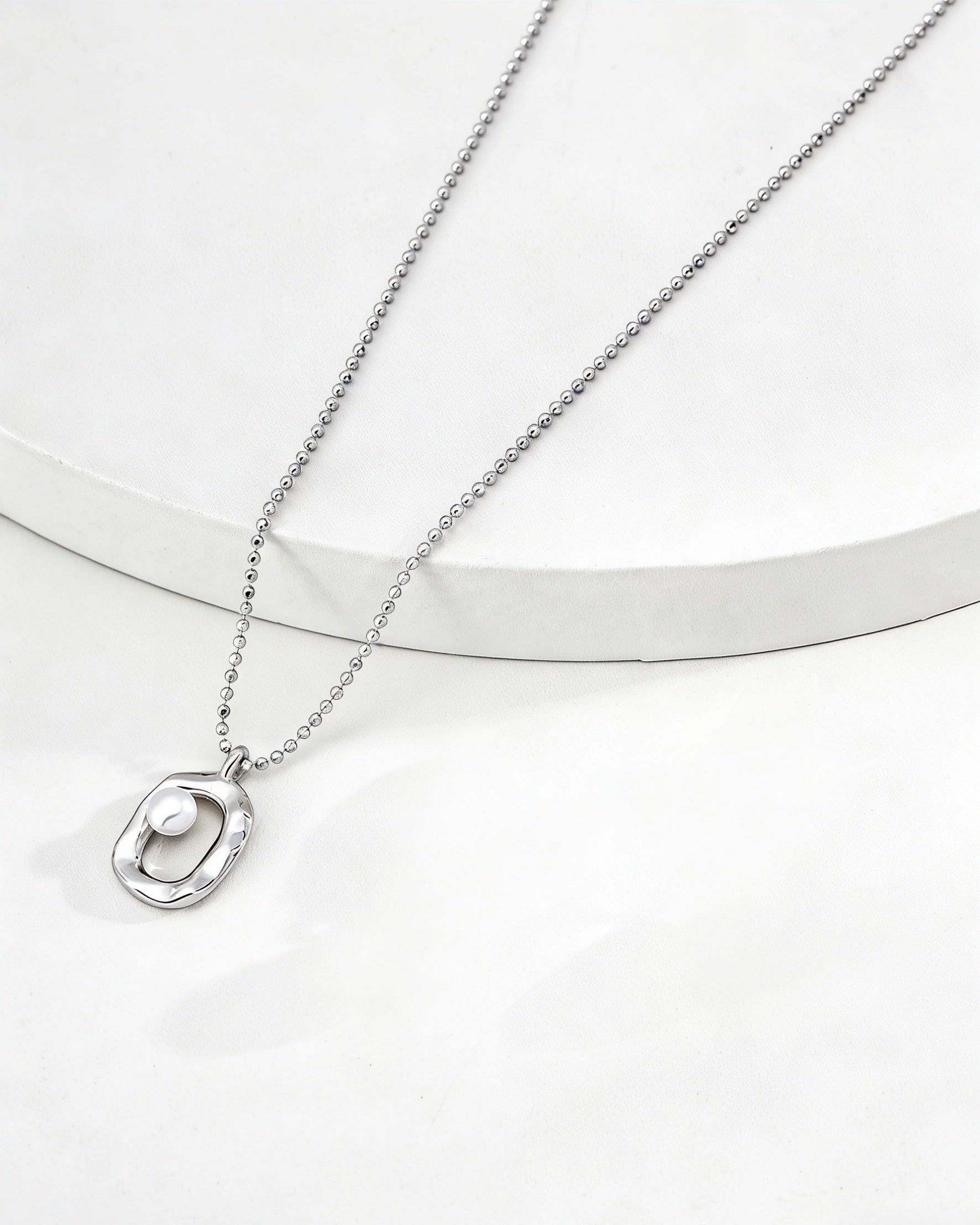 Minimalist Pearl Necklace | 925 Sterling Silver with Antique Gold or White Gold Finish