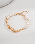 Lava Flow Pearl Bracelet | 925 Sterling Silver with Antique Gold Finish