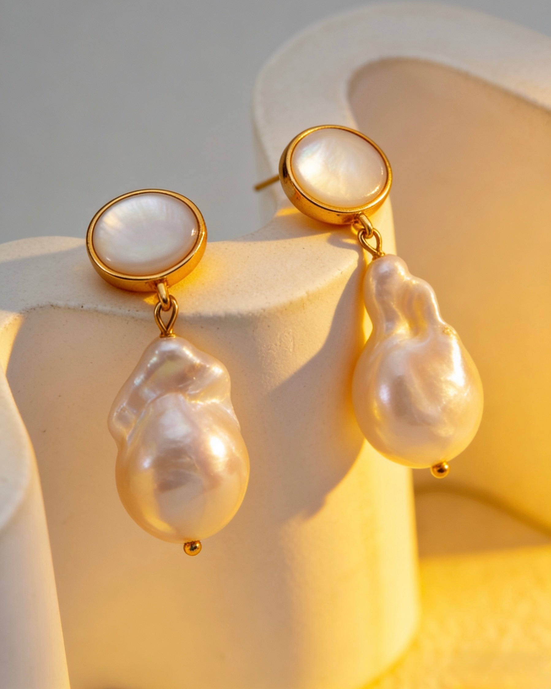Mother-of-Pearl & Baroque Pearl Earrings | 925 Sterling Silver