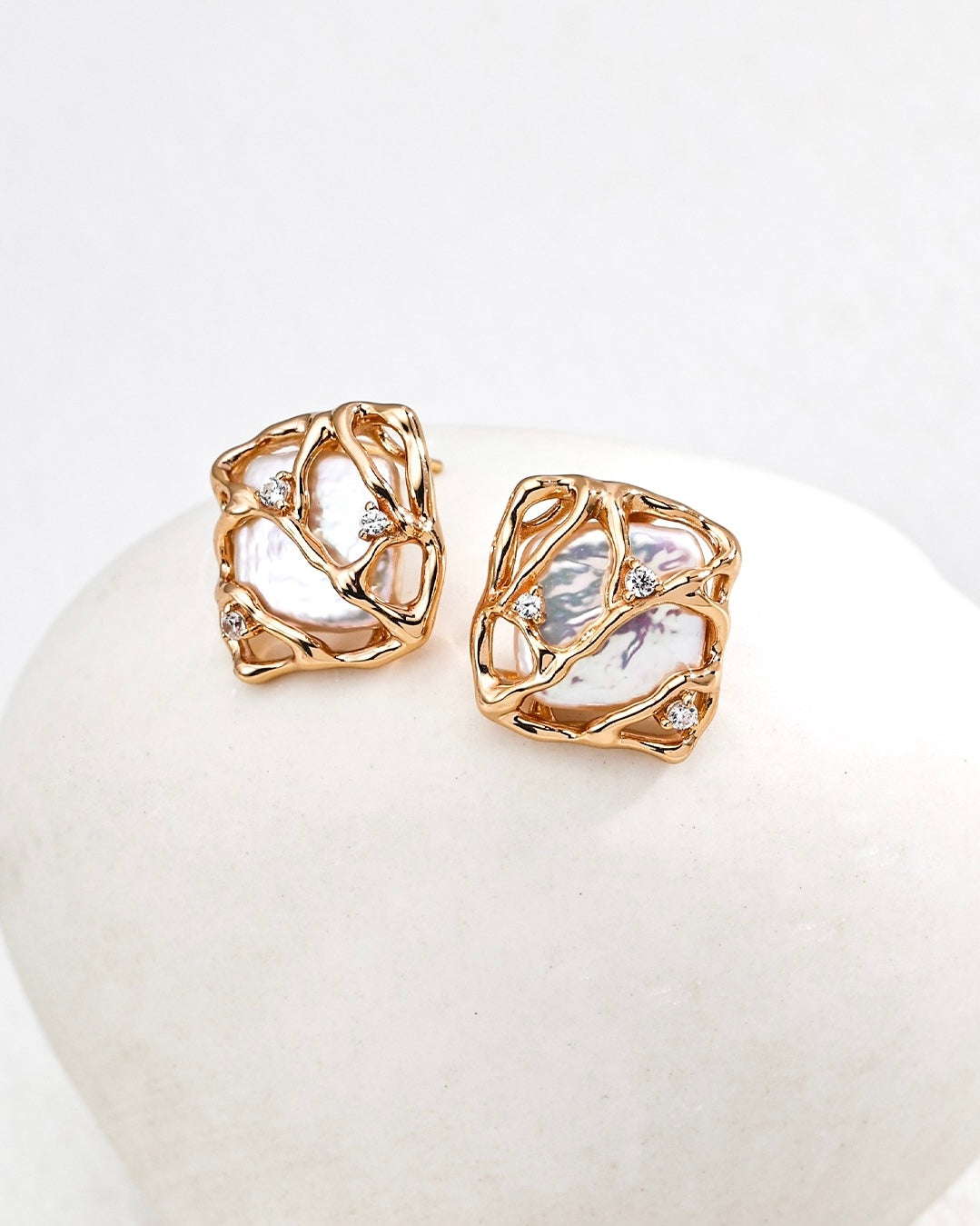 Freshwater Pearl & Zircon Earrings | 925 Sterling Silver