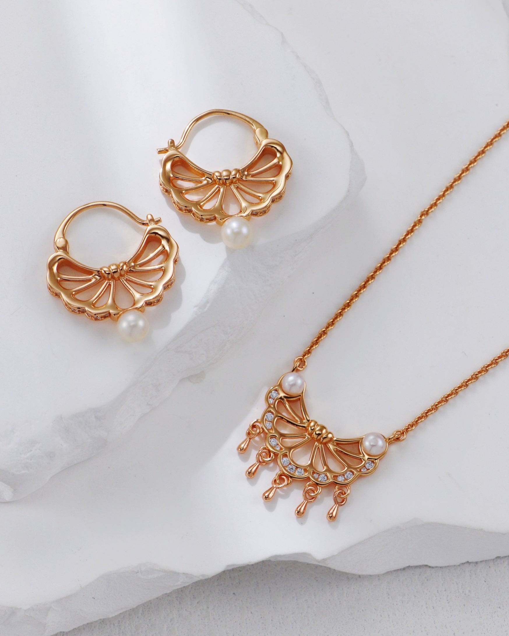 Feather of Light Pearl Earrings | 925 Sterling Silver