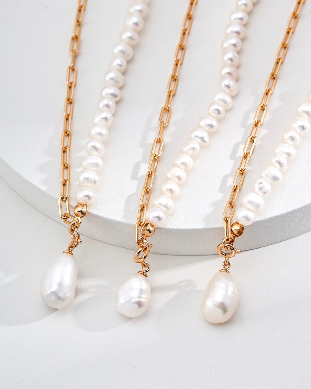 Asymmetrical Baroque Pearl Necklace | 925 Sterling Silver