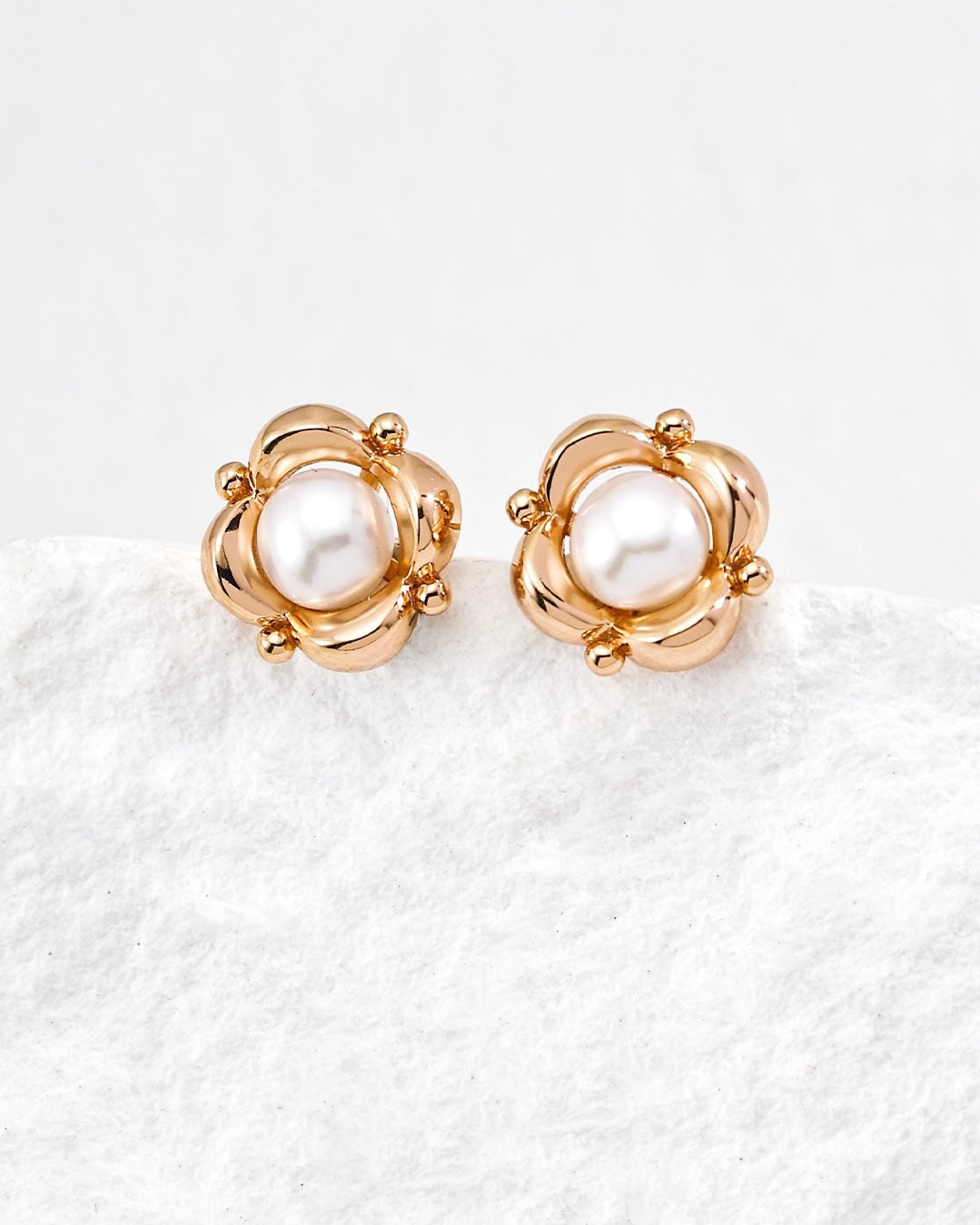 Pearl Earrings | 925 Sterling Silver with Antique Gold or White Gold Finish