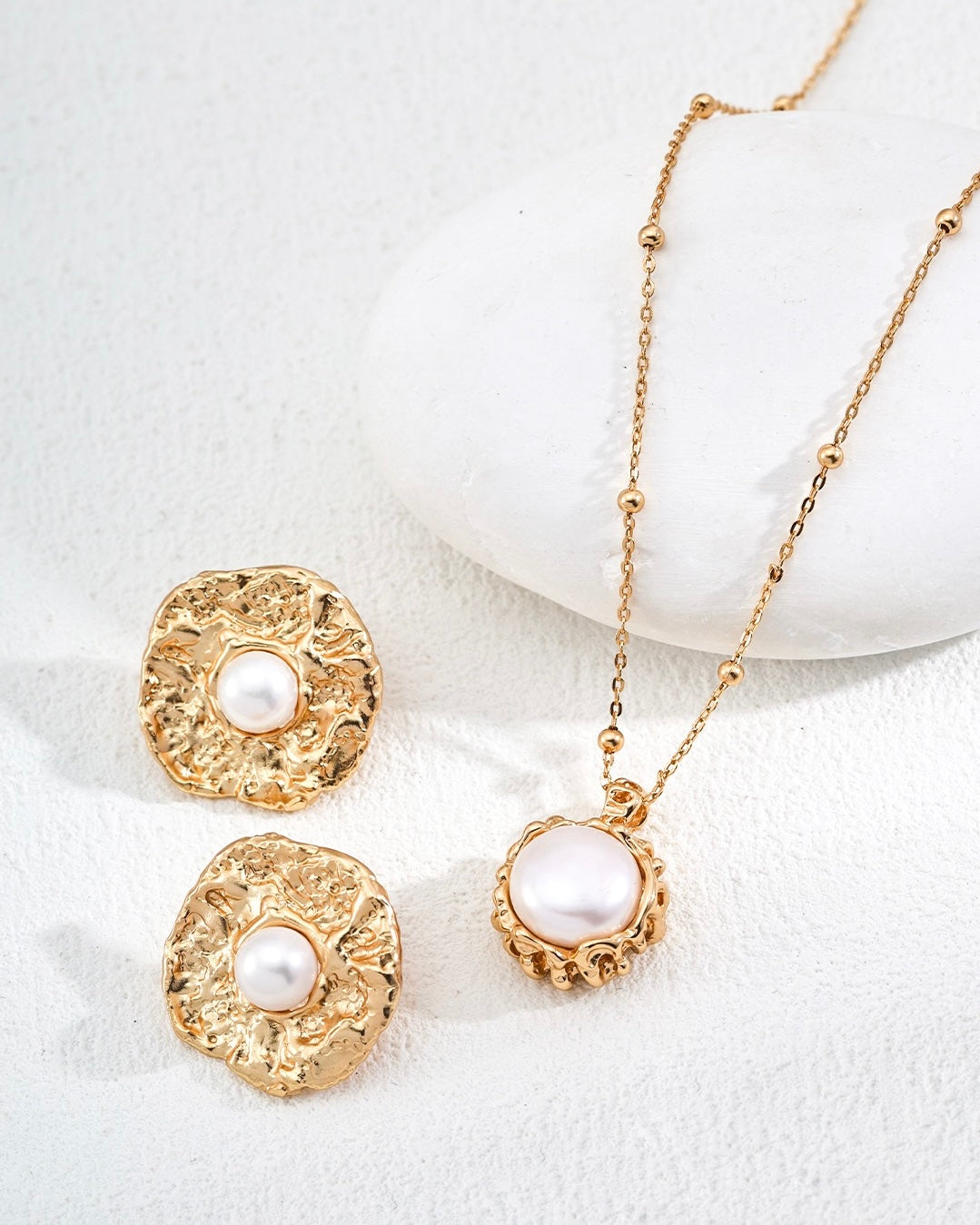 Woodgrain Pearl Pendant Necklace | 925 Sterling Silver