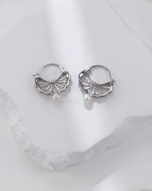 Feather of Light Pearl Earrings | 925 Sterling Silver