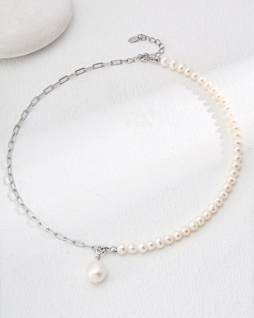 Asymmetrical Baroque Pearl Necklace | 925 Sterling Silver