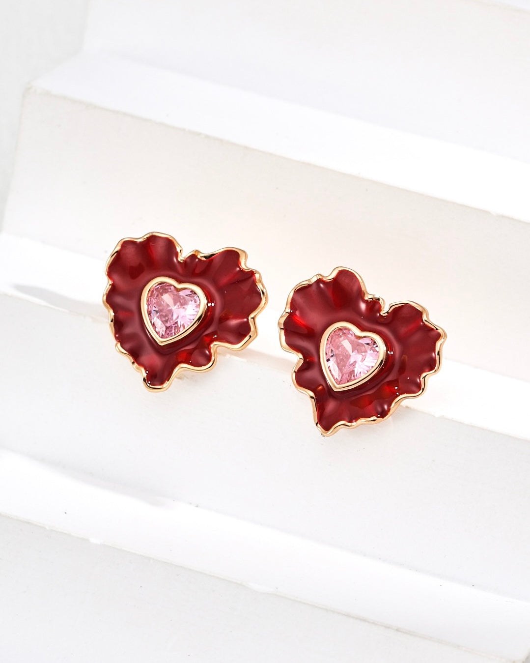 Red & Black Enamel Earrings | 925 Sterling Silver