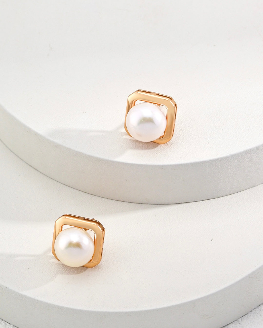 Geometric Pearl Earrings | 925 Sterling Silver
