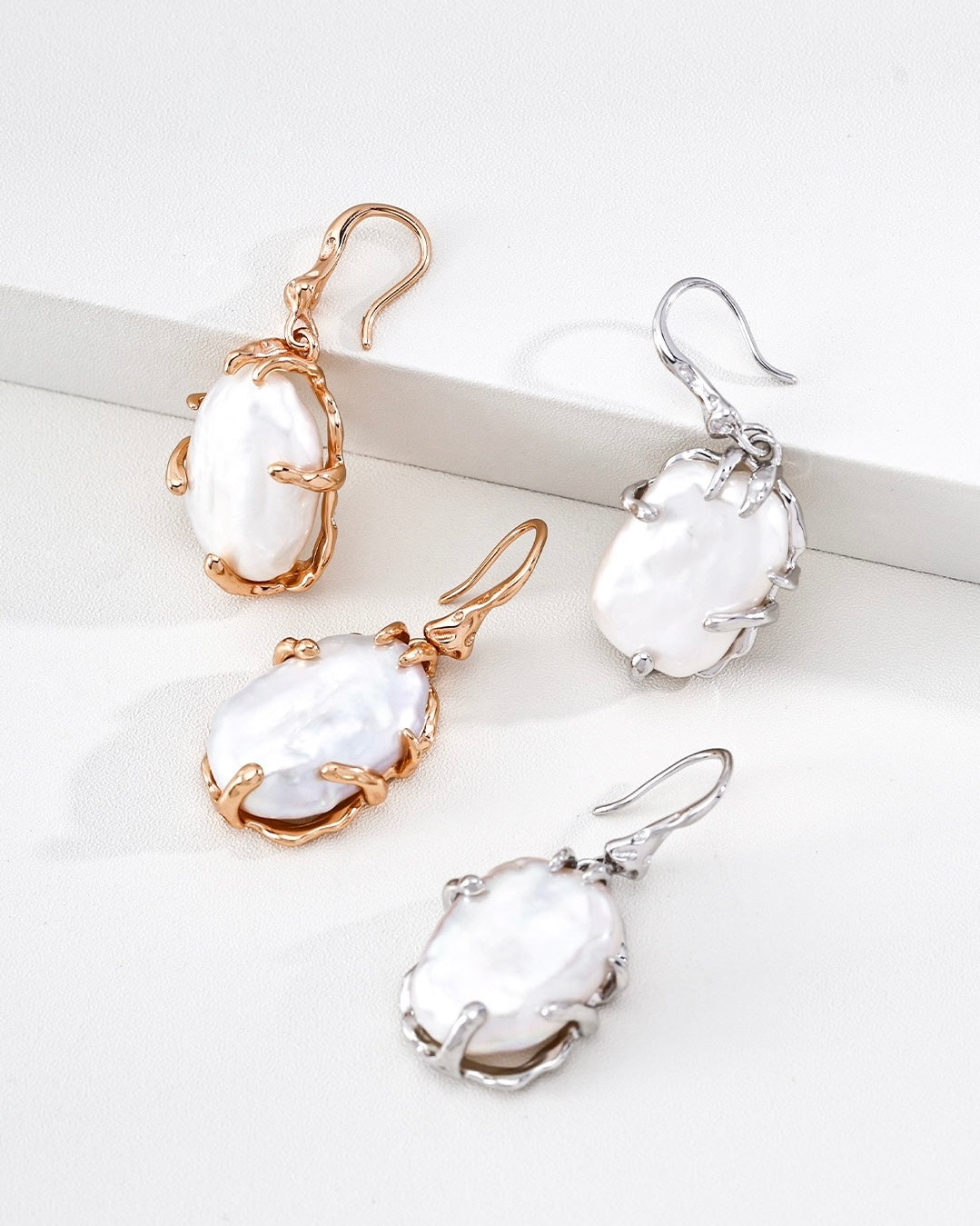 Baroque Pearl & Lava Flow Earrings | 925 Sterling Silver