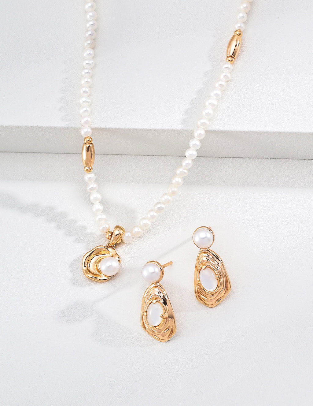 Crescent Moon Pearl Necklace | 925 Sterling Silver