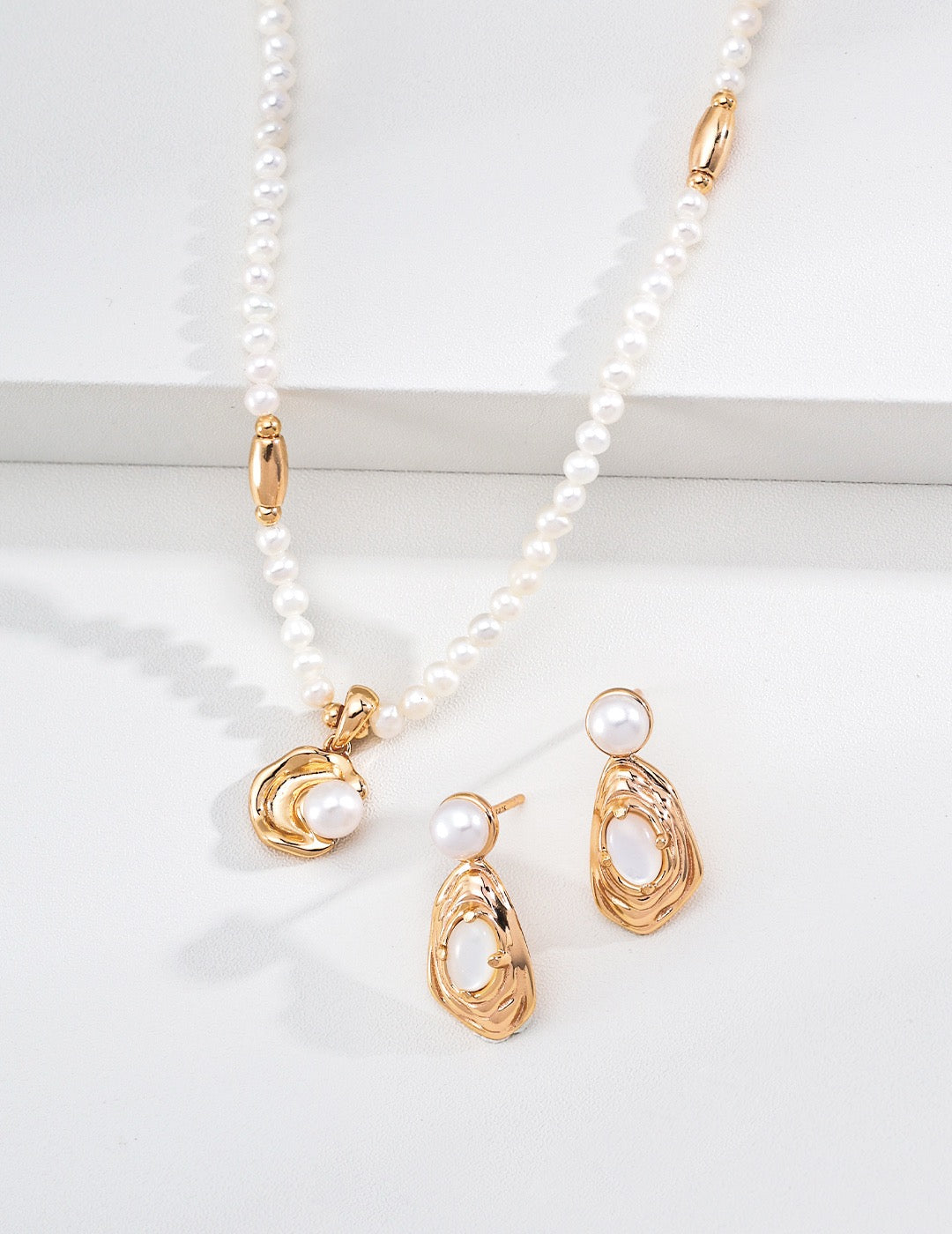 Crescent Moon Pearl Necklace | 925 Sterling Silver