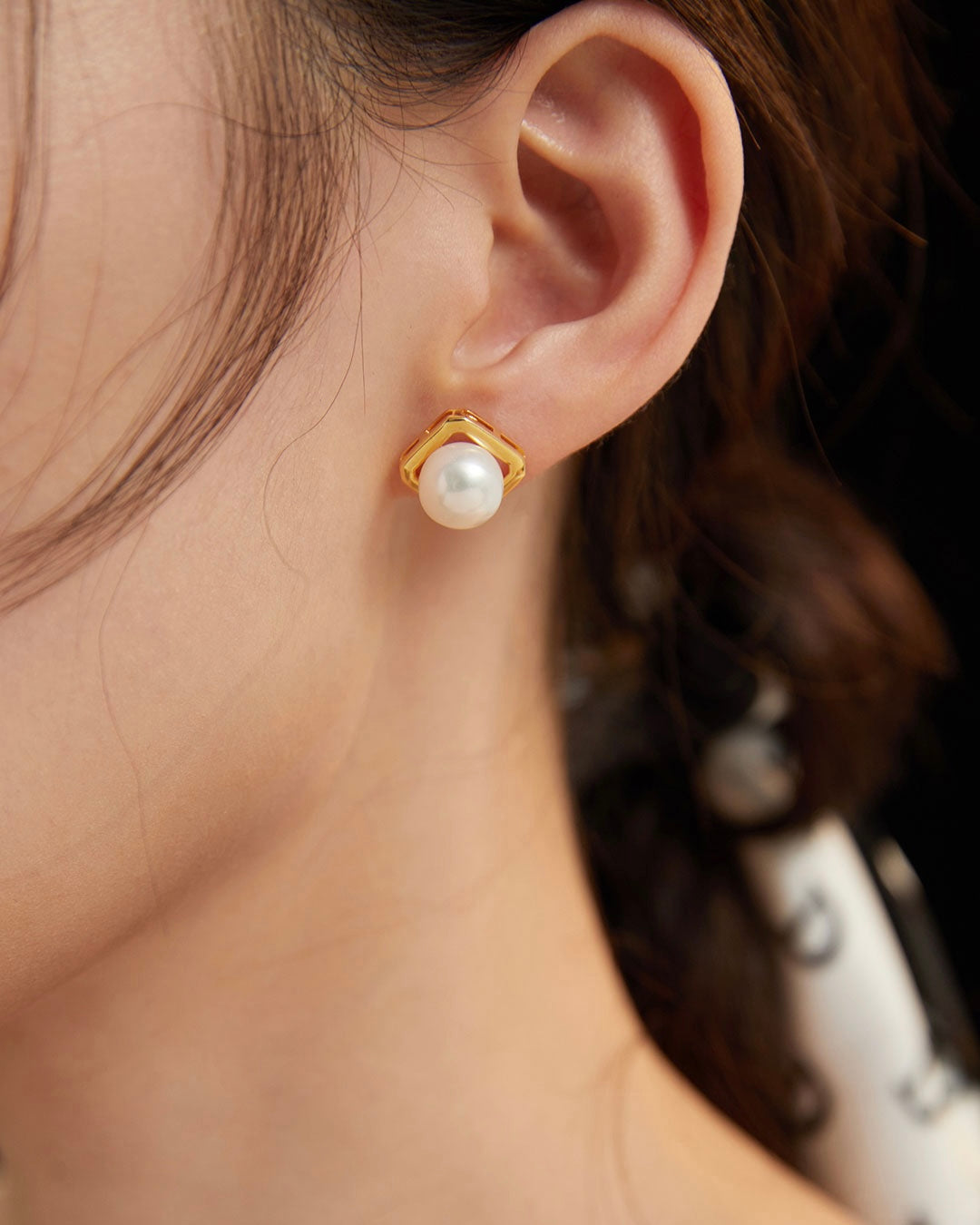 Geometric Pearl Earrings | 925 Sterling Silver