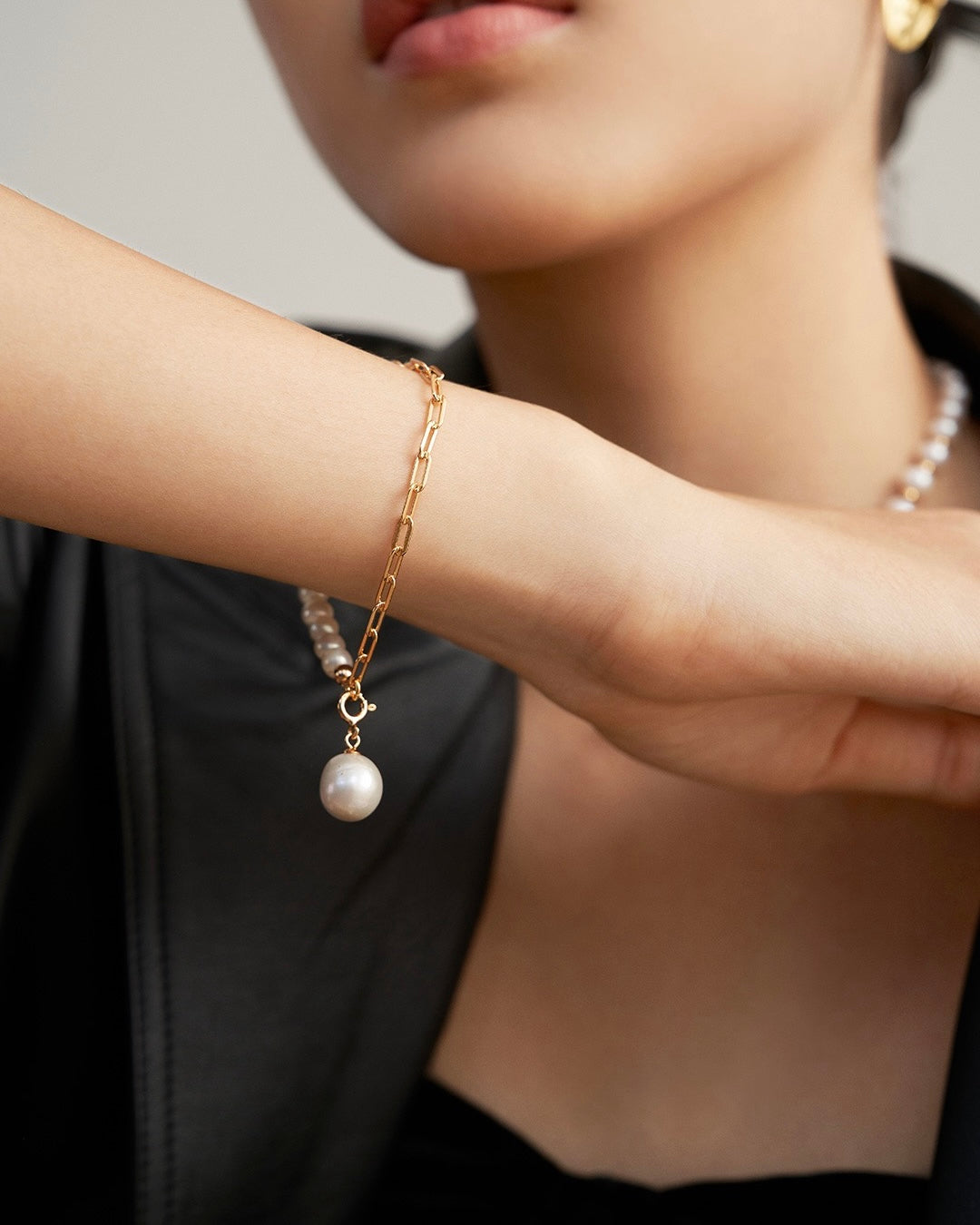 Baroque Pearl & Silver Chain Bracelet | 925 Sterling Silver