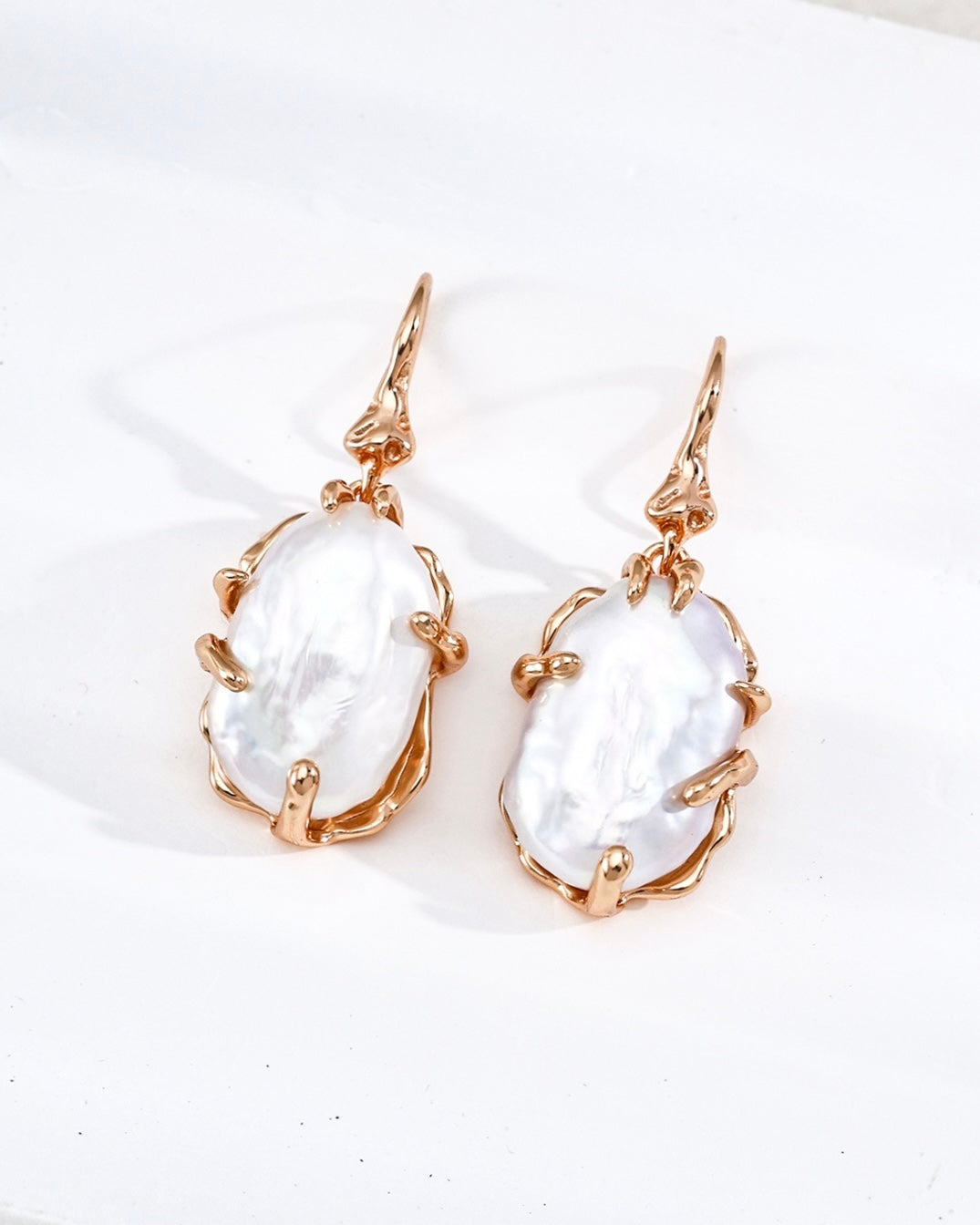 Baroque Pearl & Lava Flow Earrings | 925 Sterling Silver