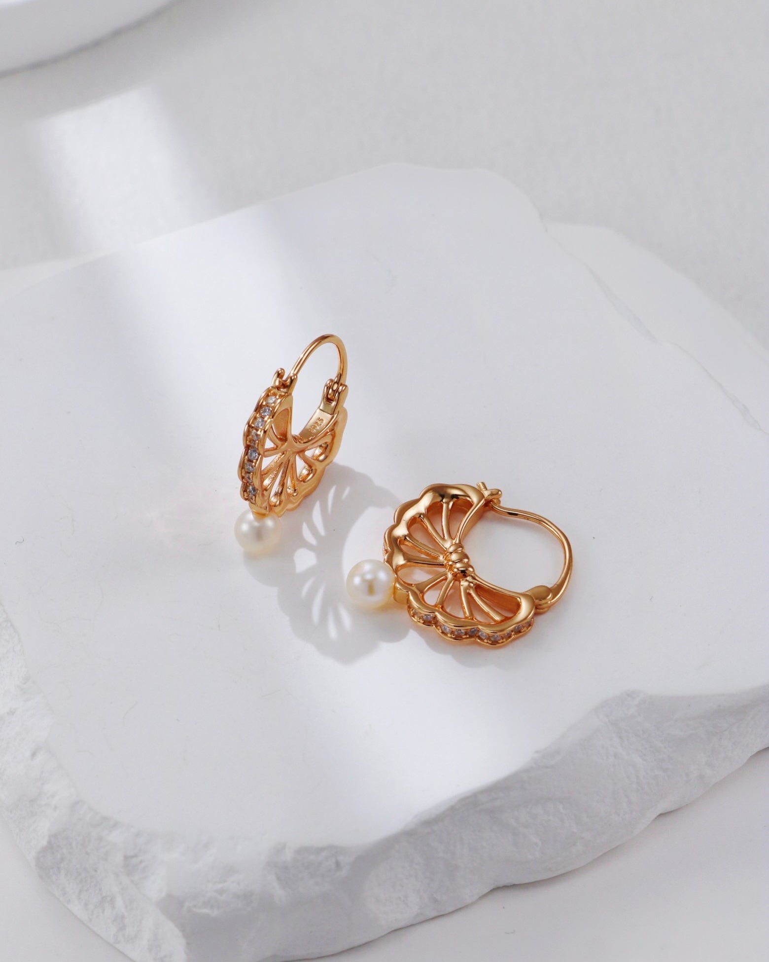 Feather of Light Pearl Earrings | 925 Sterling Silver