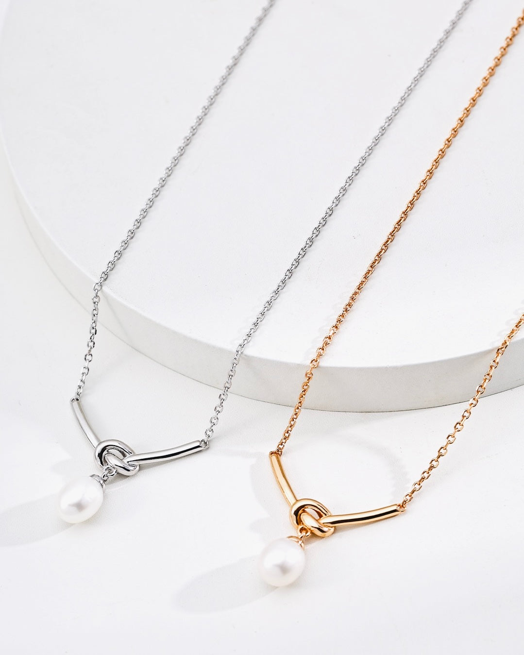 Knot of Light Pearl Necklace | 925 Sterling Silver