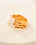 Shell Pearl Blossom Ring | 925 Sterling Silver with White Gold or Antique Gold Finish