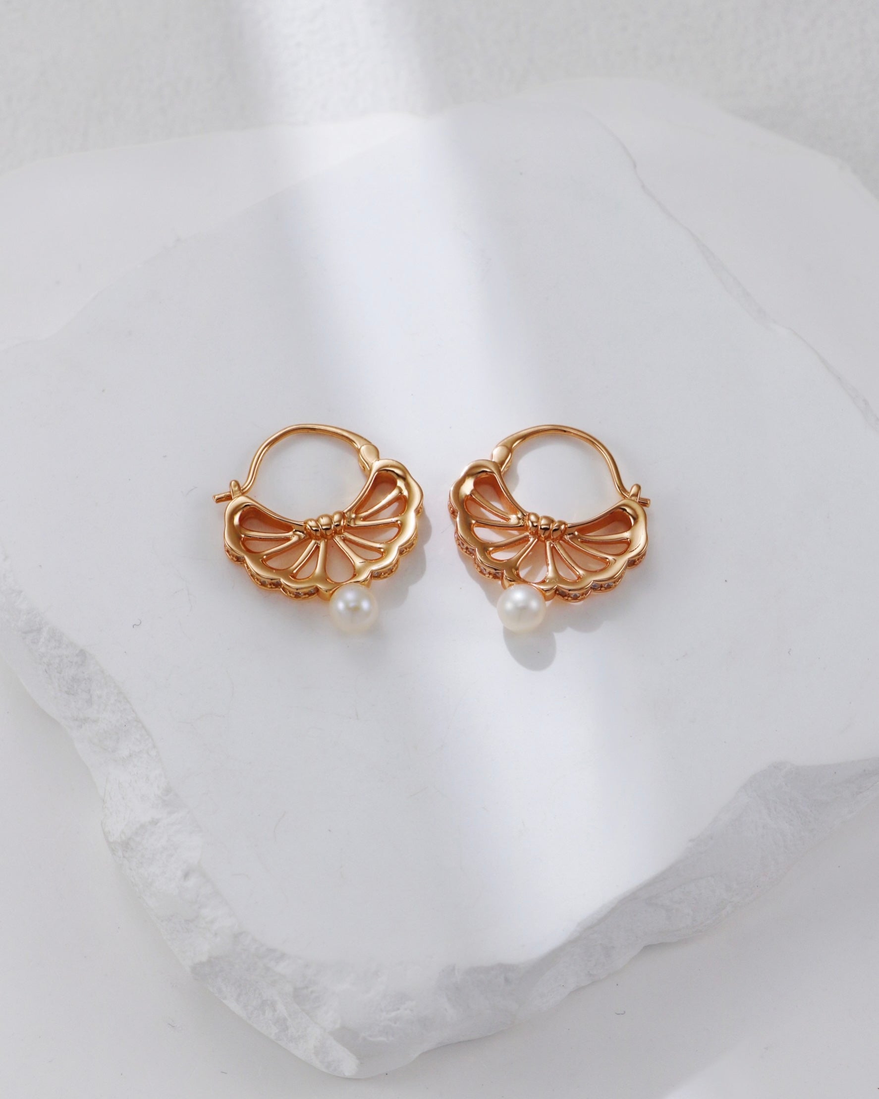 Feather of Light Pearl Earrings | 925 Sterling Silver