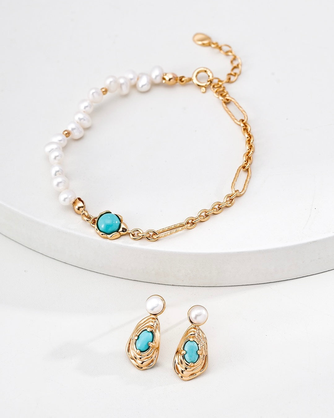 Vintage Turquoise & Pearl Bracelet | 925 Sterling Silver