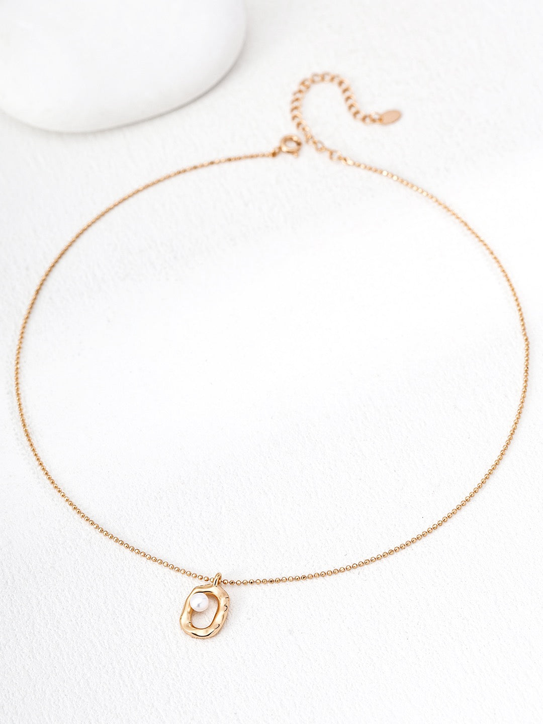 Minimalist Pearl Necklace | 925 Sterling Silver with Antique Gold or White Gold Finish