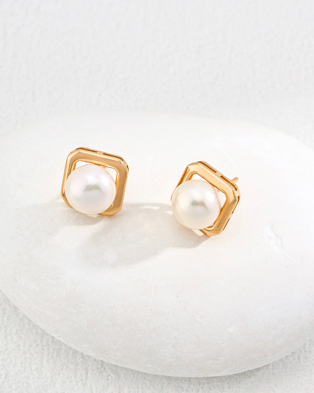 Geometric Pearl Earrings | 925 Sterling Silver