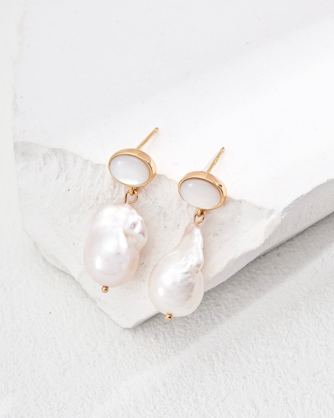 Mother-of-Pearl & Baroque Pearl Earrings | 925 Sterling Silver
