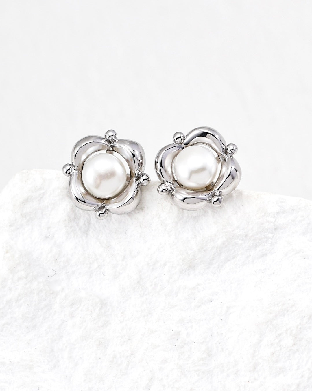 Pearl Earrings | 925 Sterling Silver with Antique Gold or White Gold Finish