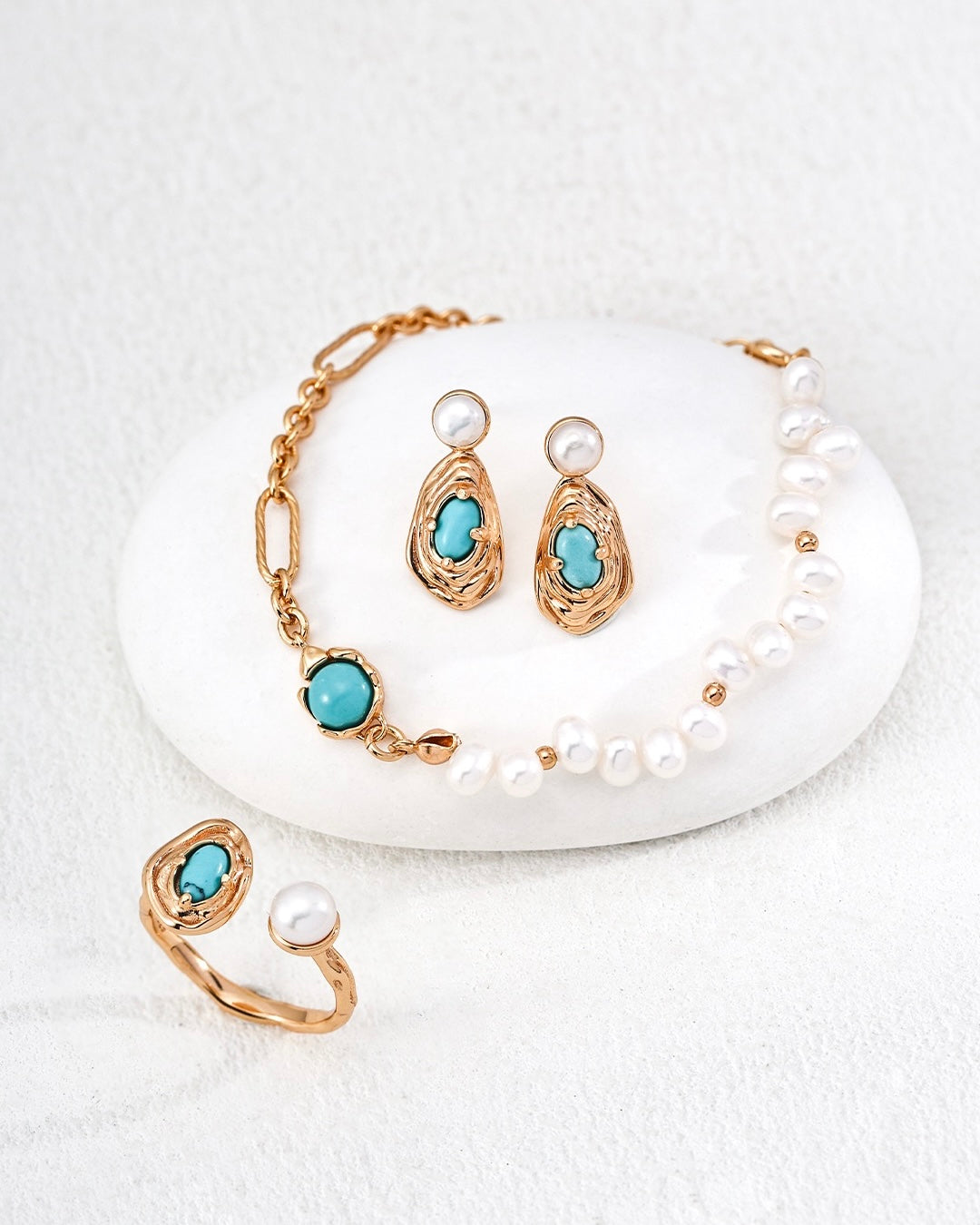 Vintage Turquoise & Pearl Bracelet | 925 Sterling Silver