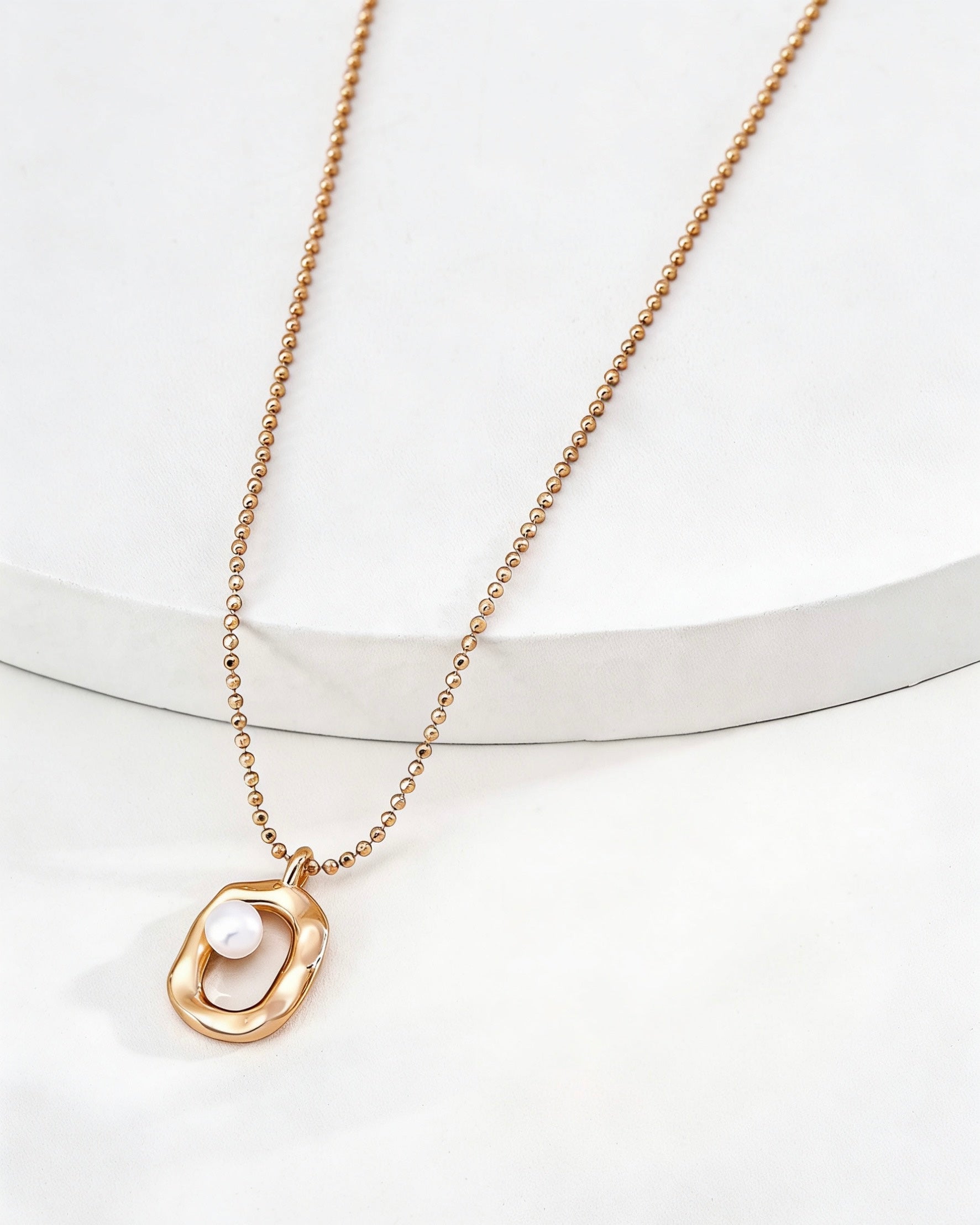 Minimalist Pearl Necklace | 925 Sterling Silver with Antique Gold or White Gold Finish