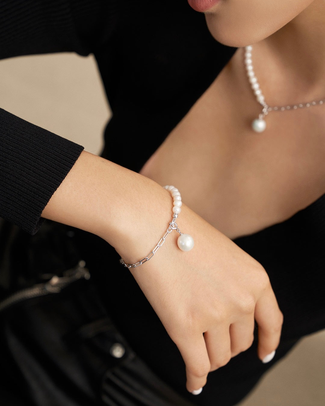 Baroque Pearl & Silver Chain Bracelet | 925 Sterling Silver