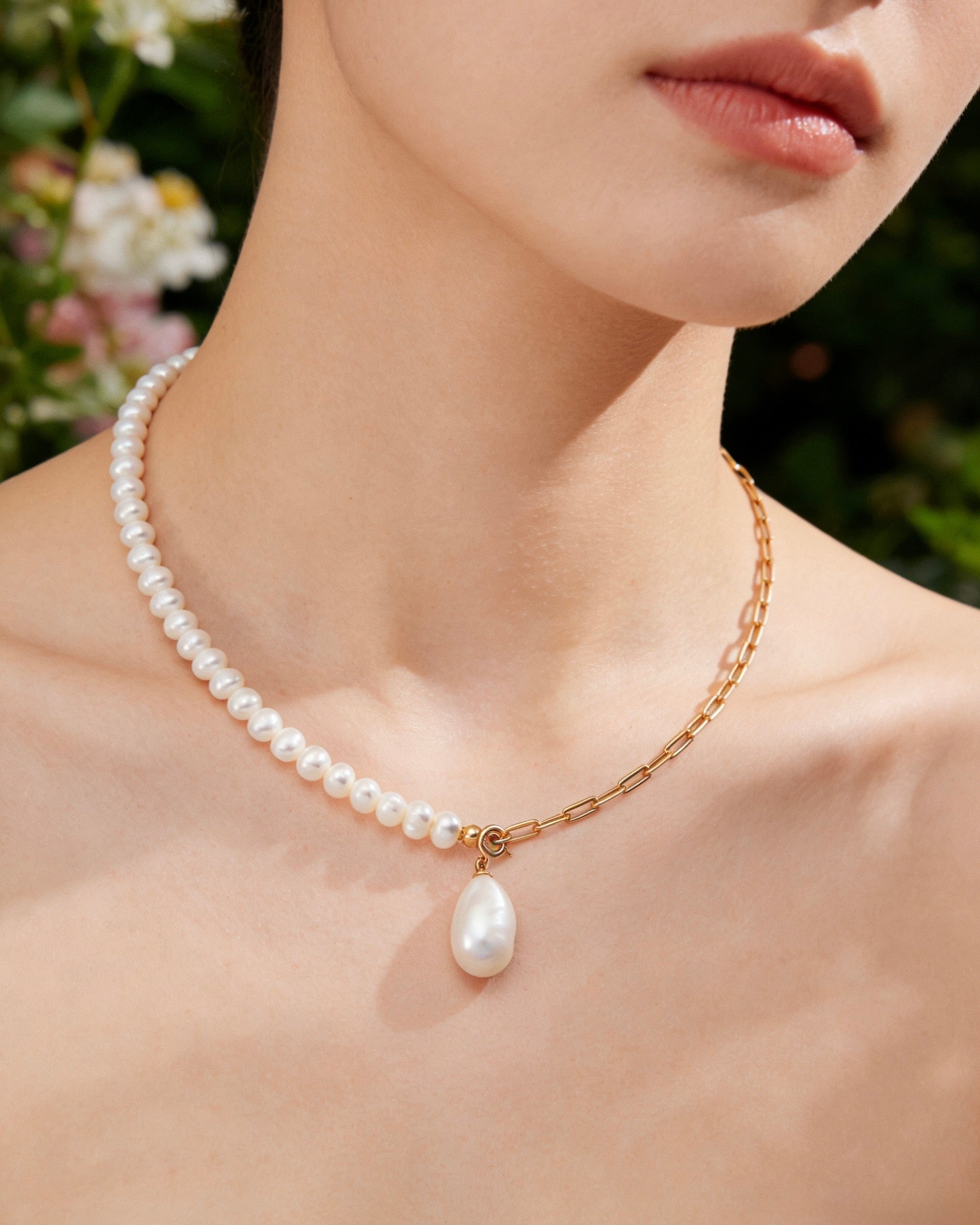 Asymmetrical Baroque Pearl Necklace | 925 Sterling Silver