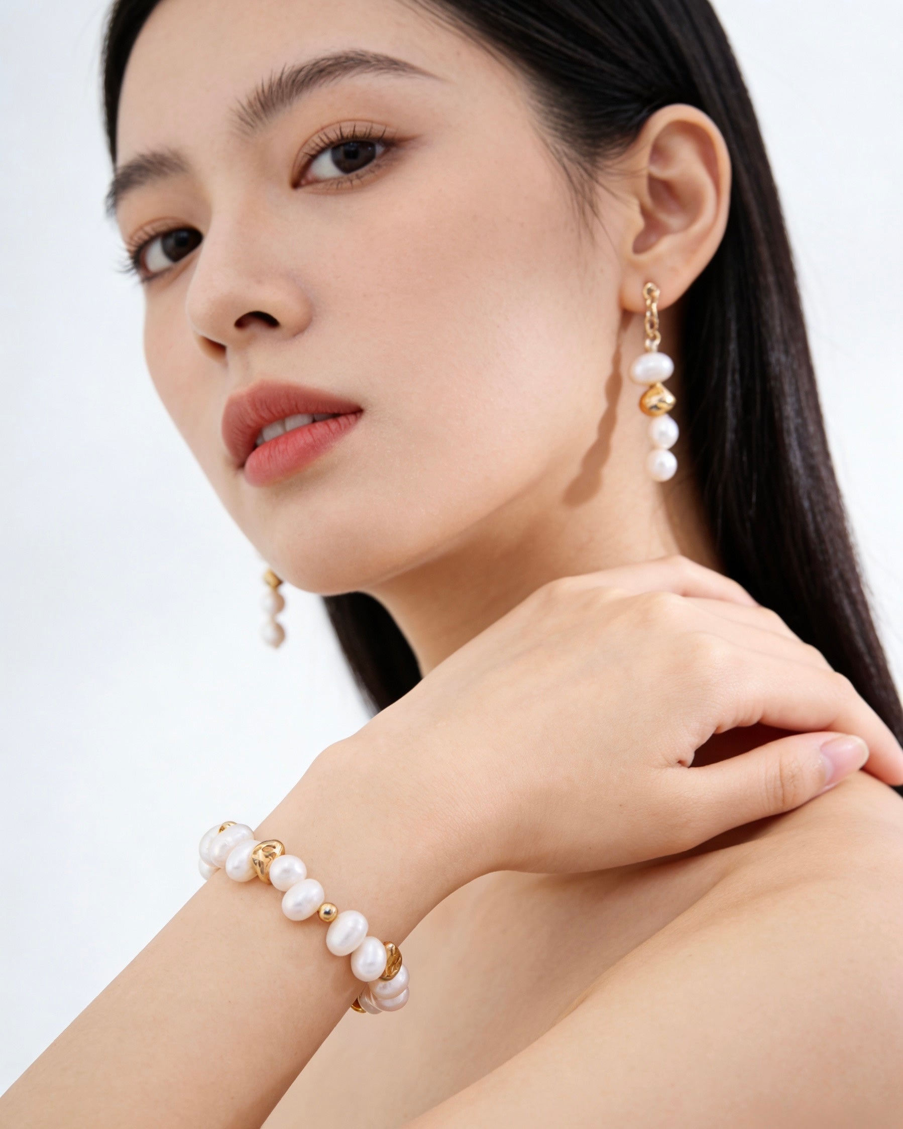 Natural Pearl Bracelet | 925 Sterling Silver with Antique Gold Finish