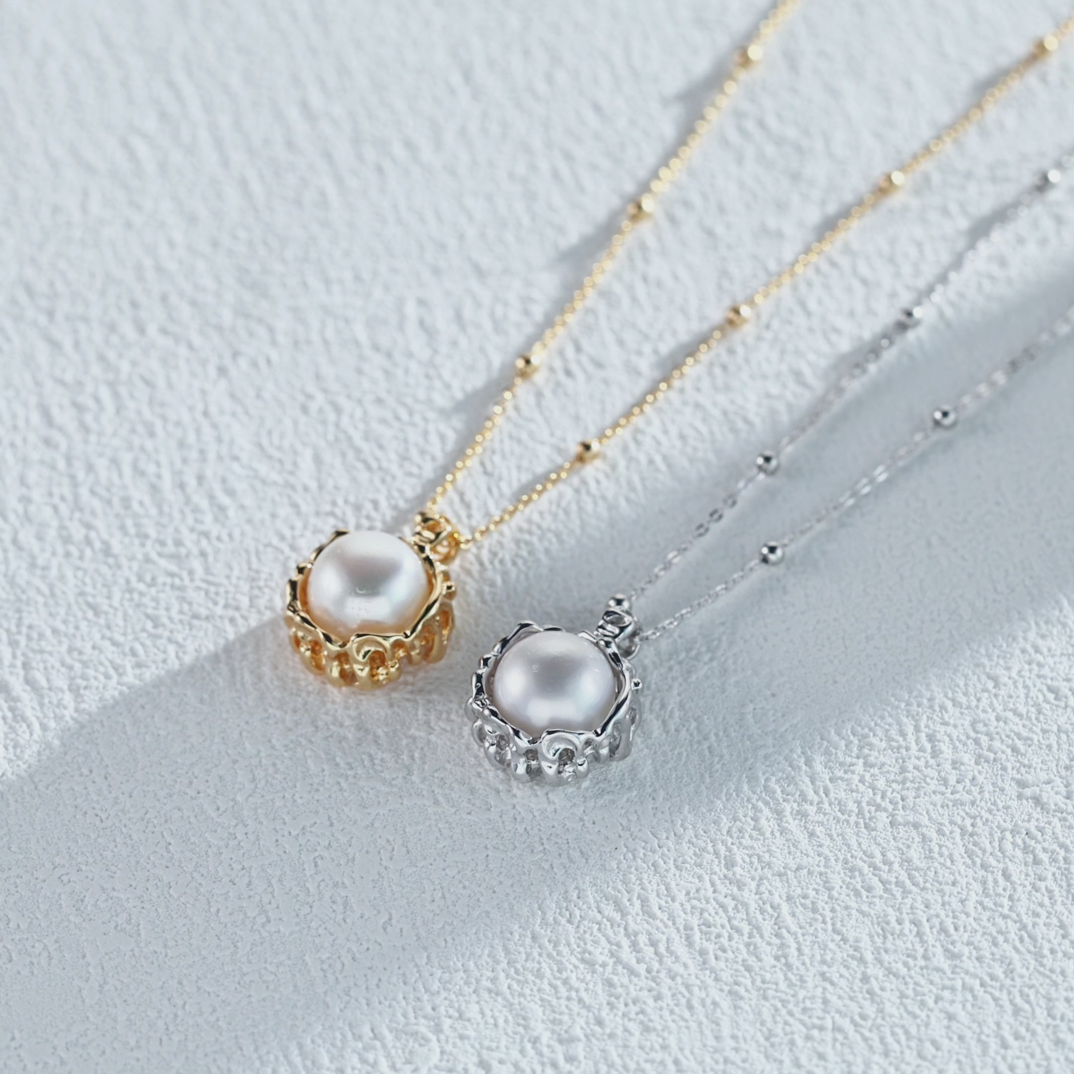 Woodgrain Pearl Pendant Necklace | 925 Sterling Silver