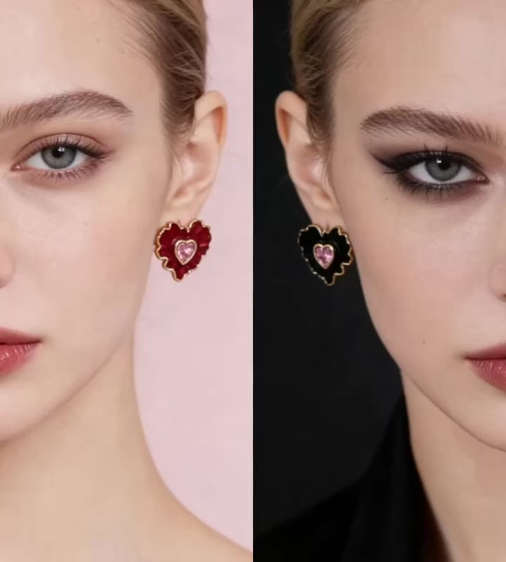 Red & Black Enamel Earrings | 925 Sterling Silver